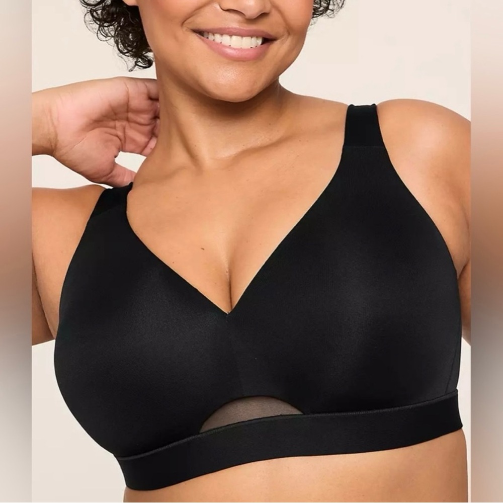 NWT CACIQUE Comfort Bliss Lightly Lined Black Bra Size 48DD